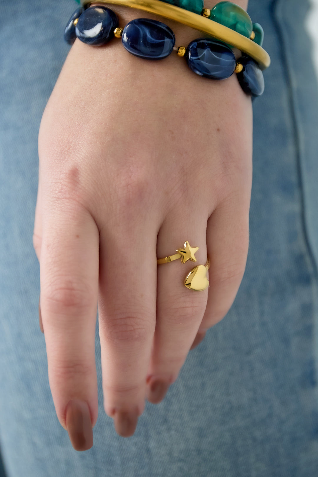 Ring with heart and star